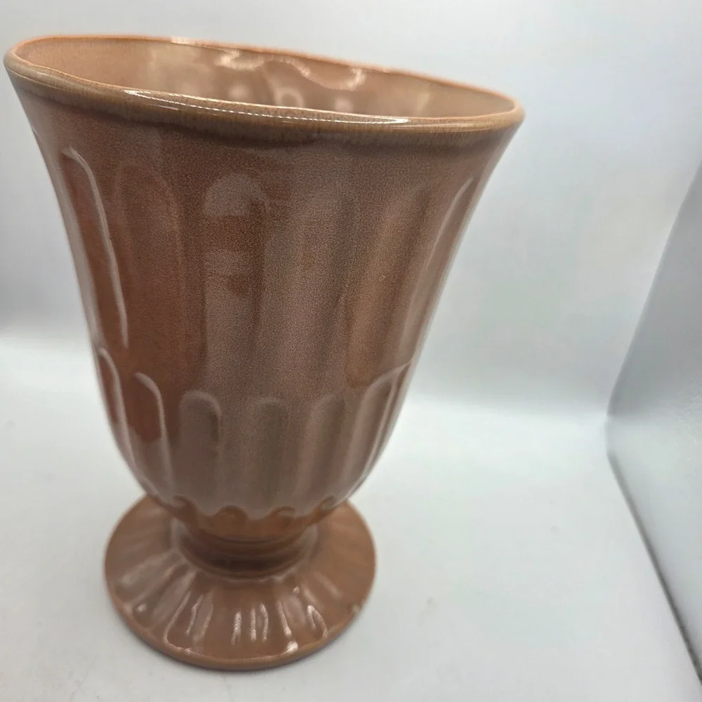 Vintage Red Wing Pottery M-1575 Brown Fleck Pedestal Vase USA MCM